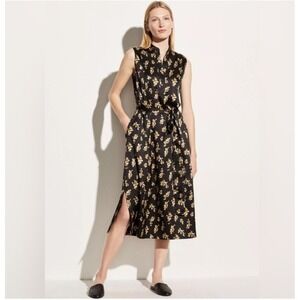 Women's Vince. Small Dandelion Popover Midi Dress Tie Waist‎ Quiet Luxury